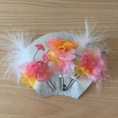 着物用　髪飾り(花・ピンク系)
