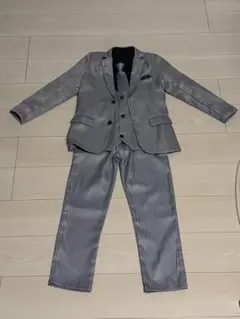 グレー ヘリンボーン スーツ ベストネクタイ付き5点セット