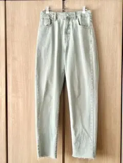 ZARA ライトグリーン ハイウエストデニム