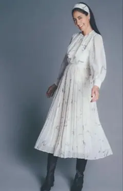 CELFORD×HANAEMORI蝶ネクタイ付きプリーツワンピース