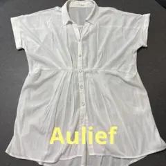 Aulief ホワイト ボタンアップシャツ 半袖のサムネイル