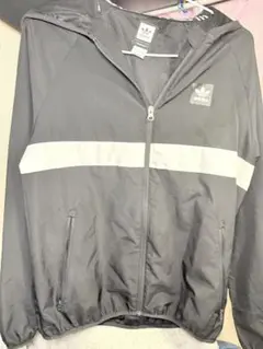 adidas フルジップ ナイロンジャケット XS ブラック