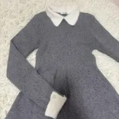 グレー ニットワンピース 襟付き INGNI M