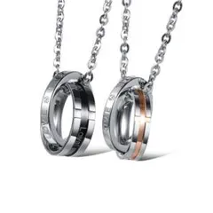 ペアネックレス クロス リング ２連リング ペンダント ステンレス 十字架