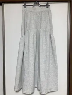 グレー フレアロングスカート スウェット生地