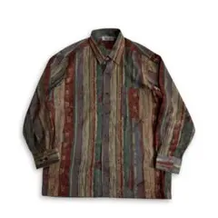 良好 秀逸 ビンテージ 総柄 アートデザイン ポリシャツ 90s レトロ古着