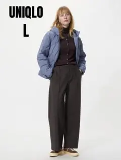 UNIQLOブラッシュドジャージーワイドパンツ ダークブラウン　Lサイズ