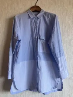 ZARA ストライプ　ボーダー　おしゃれなデザイン　シャツ　ブルー