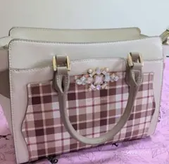 サマンサベガ SmamthaVega チェック柄ビジュー付 ハンドバッグ