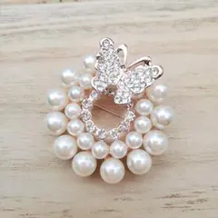 ブローチ 蝶D ゴールド パール コサージュ サークル 卒業式 入園式 結婚式