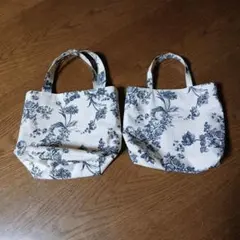 ハンドメイド花柄ミニトートバッグ 2個セット