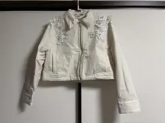 furfur 立体花柄刺繍 ジップアップブルゾン ホワイトのサムネイル