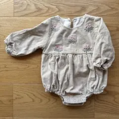 花柄刺繍 長袖ロンパース