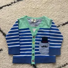 美品　ストライプカーディガン 80サイズ　上着　保育園　綿　春夏　カラフル　髭