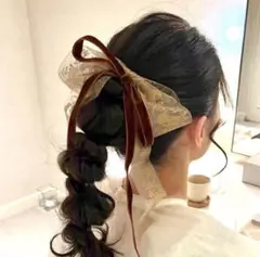 結婚式 ヘアメイク ベロア リボン オーガンジー リボン 1m
