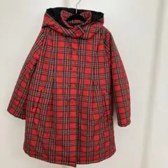 agnès b. 赤 チェック柄 コート 6 ans