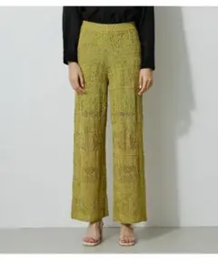 アズールバイマウジー　クロシェニットパンツ　グリーン
