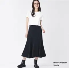 GUサテンラッフルフレアスカート　S