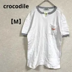 未使用【Crocodile クロコダイル】 コットン100半袖襟なしポロシャツ