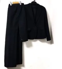 美品✨イオン トップバリュー パンツ スーツ セットアップ 黒 ストライプ