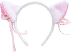 猫耳 カチューシャ コスプレ小物 ふわふわカチューシャ リボン 鈴付き