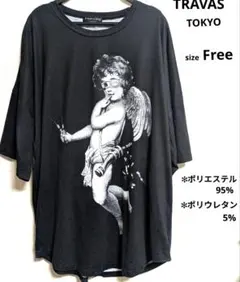 TRAVAS TOKYO レディース　プリントバックZIPTシャツ　F ブラックのサムネイル