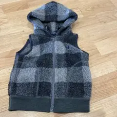 Gymphlex フード付きボアベスト Lサイズ グレー系チェック