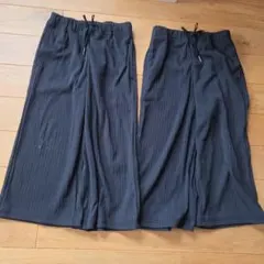 GU リブ ワイドパンツ 黒　110