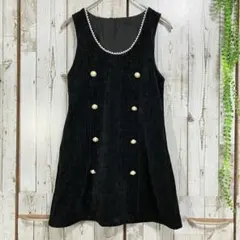 グレイル☆チュニック ワンピース ノースリーブ ラメ ビーズ 装飾 M 起毛 黒