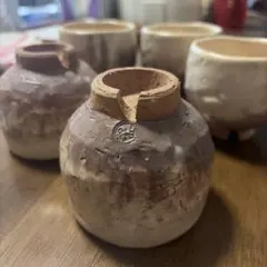 「陶器 茶碗 湯のみ 5点セット 手作り風 備前焼風 和食器 まとめ売り」