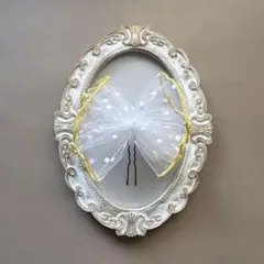 CH-21 七五三　髪飾り　ヘッドドレス　チュール　イエロー　アンティークレトロ