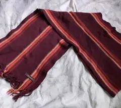 m.f.editorial マフラー 赤 えんじ色 ストライプ