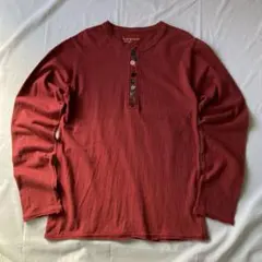 00s サーマル ロンT ヘンリーネック カットソー 赤 グランジ Y2K 古着