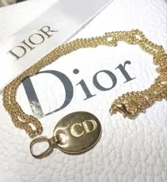 【正規 美品】Christian dior ロゴ刻印CD/3㎜ネックレスチェーン