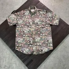 7SM2 【90’s archive】総柄シャツ　半袖シルク　アロハ　古着