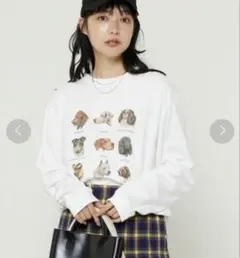 FREAK'S STORE ドッグプリント 長袖Tシャツ ホワイトのサムネイル