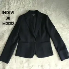 INDIVI　インディヴィ　ウール混　日本製　ジャケット　38 　ブラック