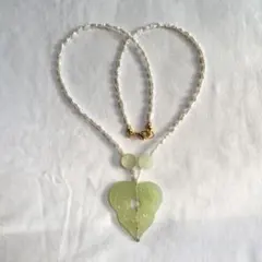 【天然石】翡翠 淡水パール ネックレス