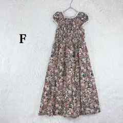 半袖 ロング カットソー ワンピース 花柄 日本製 ミモレ丈 F コットン100