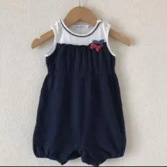 familiar ネイビーリボンロンパース 70