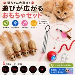 【人気4種】猫用おもちゃセット 自動回転ボール ネズミ　猫じゃらし　レーザーのサムネイル