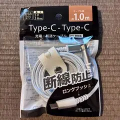 Type-C /Type-C USBケーブル白 1.0m EM-57 クリップ付