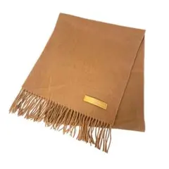 Y601-15 カシミヤ100％ マフラー キャメル 無地 フリンジ