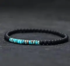 オニキス　ターコイズ　ブレスレット　メンズ　レディース　4mm インディアン