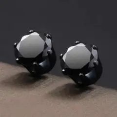 送料込！オールブラックピアス 7mm 両耳