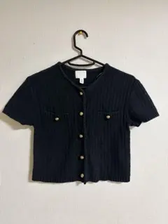 H&M ブラック ニット 半袖 カーディガンのサムネイル