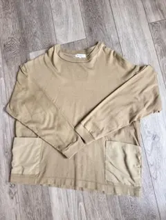 THE SHOP TK ベージュ XL ポケット付き長袖カットソー