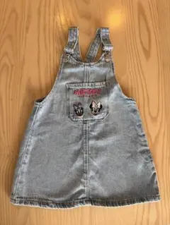 ZARAキッズ　デニムジャンパースカート　ディズニー　ミッキーミニー104サイズ