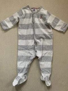 PETIT BATEAU グレーとホワイトのロンパース 12m