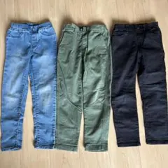 キッズ 長ズボン 3色セット (デニム・カーキ・ブラック)